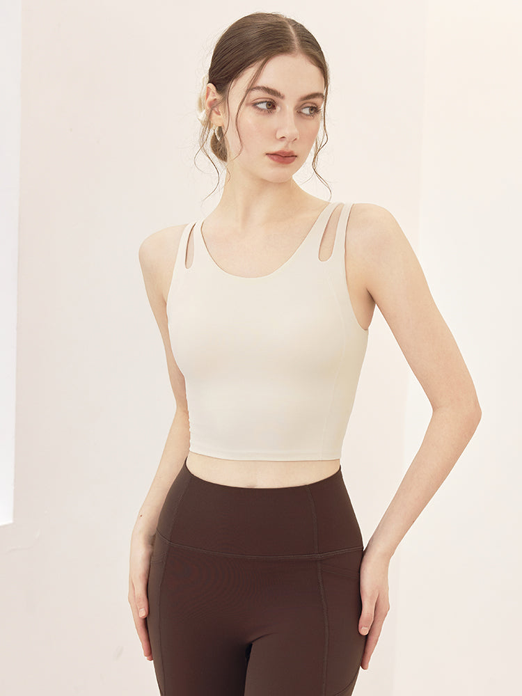 ダブルストラップ スポーツブラ パッド付き