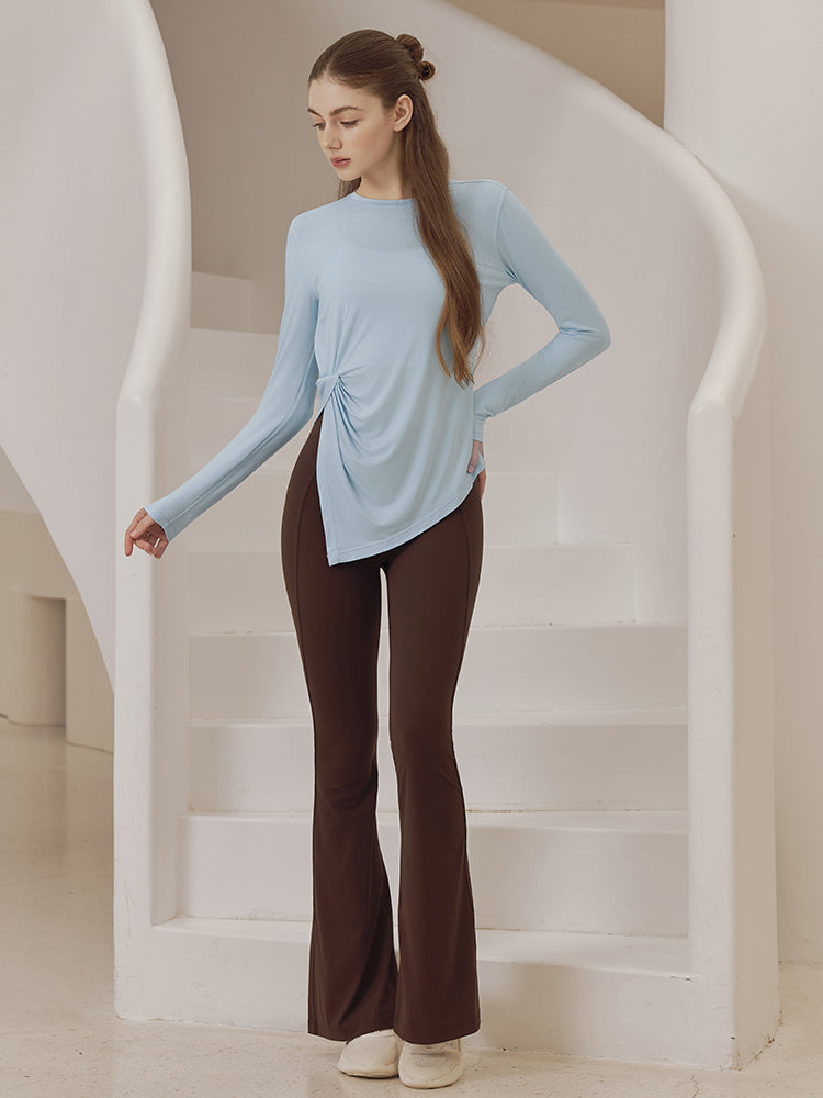 裾後ろスリット入り ミッドライズレギンス