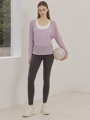 レーサーバック ロング丈 長袖トップス+スポーツブラセット