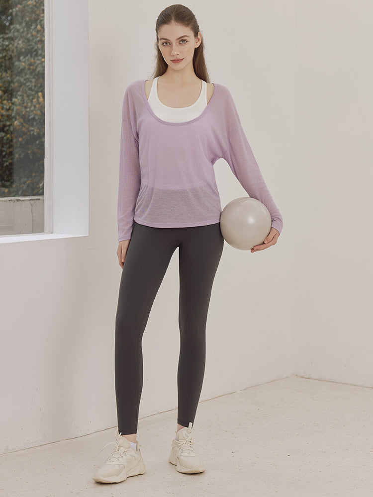 レーサーバック ロング丈 長袖トップス+スポーツブラセット