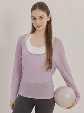 レーサーバック ロング丈 長袖トップス+スポーツブラセット