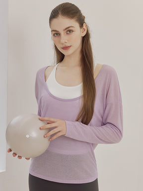 レーサーバック ロング丈 長袖トップス+スポーツブラセット