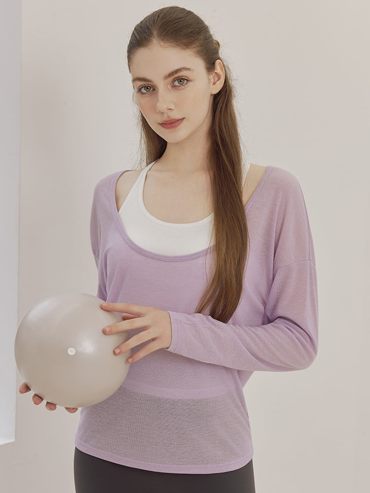 レーサーバック ロング丈 長袖トップス+スポーツブラセット