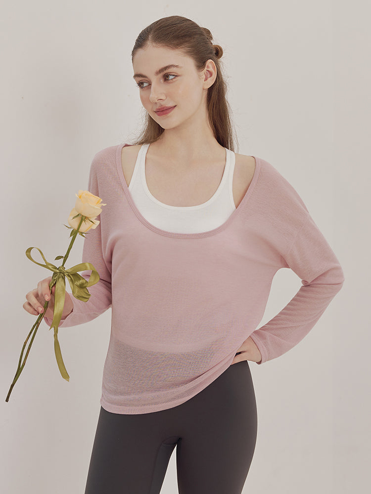 レーサーバック ロング丈 長袖トップス+スポーツブラセット