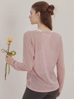 レーサーバック ロング丈 長袖トップス+スポーツブラセット