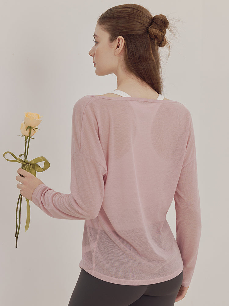 レーサーバック ロング丈 長袖トップス+スポーツブラセット