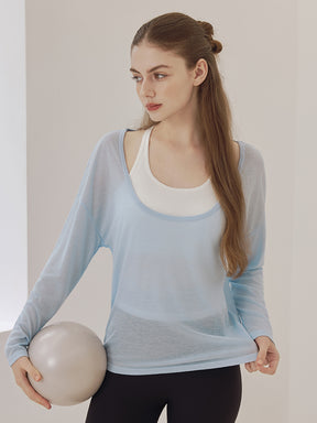 レーサーバック ロング丈 長袖トップス+スポーツブラセット