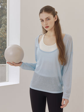 レーサーバック ロング丈 長袖トップス+スポーツブラセット