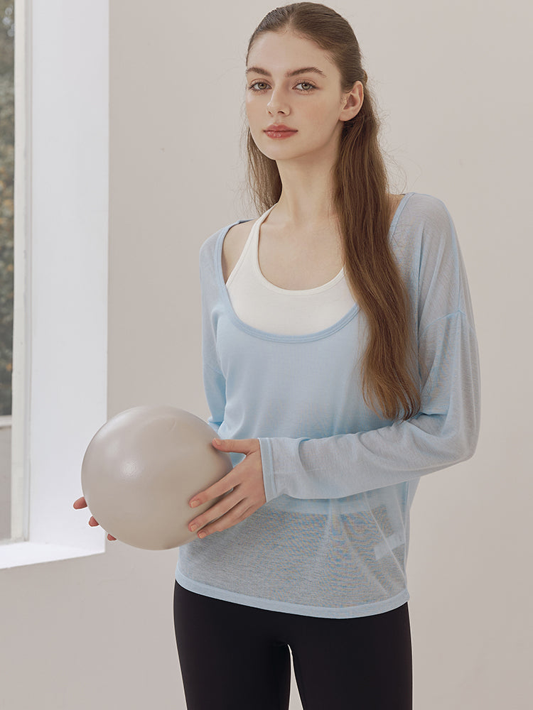 レーサーバック ロング丈 長袖トップス+スポーツブラセット