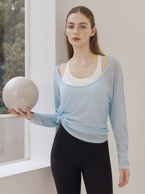 レーサーバック ロング丈 長袖トップス+スポーツブラセット