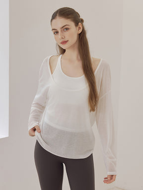 レーサーバック ロング丈 長袖トップス+スポーツブラセット