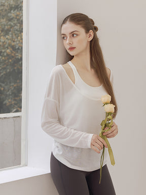 レーサーバック ロング丈 長袖トップス+スポーツブラセット