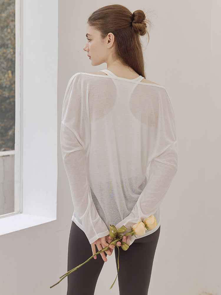 レーサーバック ロング丈 長袖トップス+スポーツブラセット