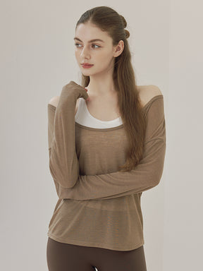 レーサーバック ロング丈 長袖トップス+スポーツブラセット