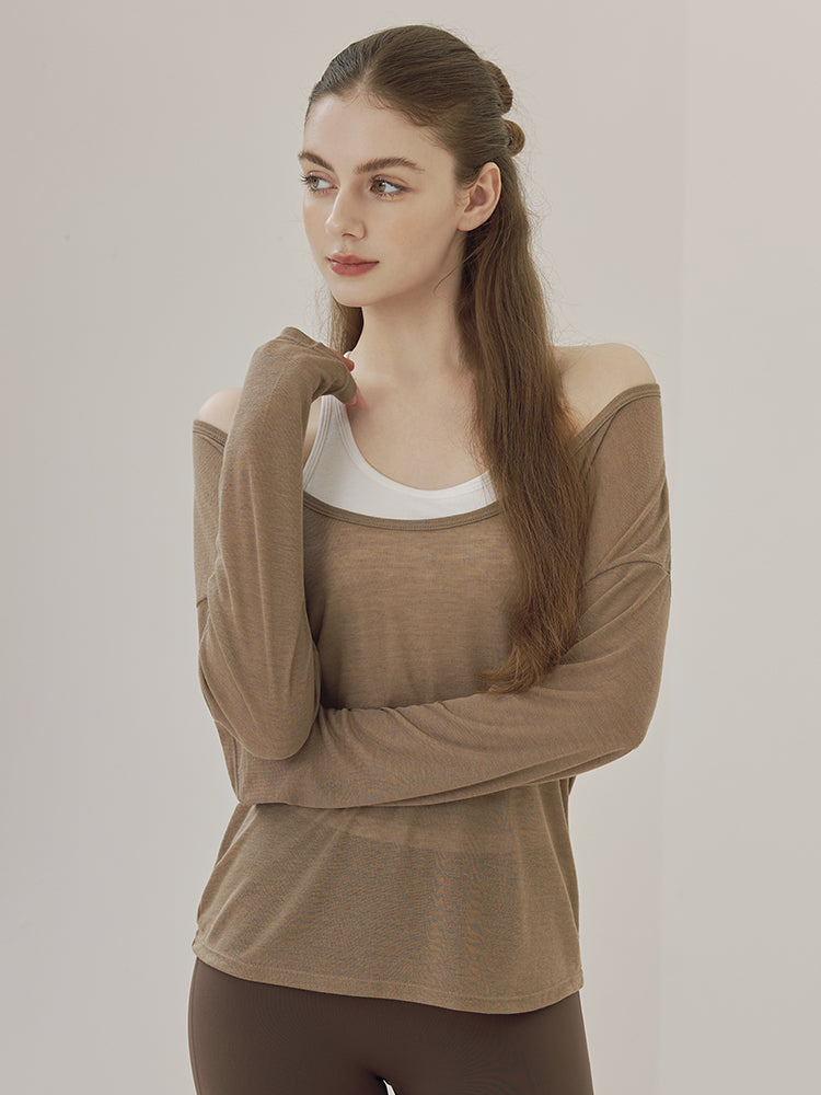 レーサーバック ロング丈 長袖トップス+スポーツブラセット