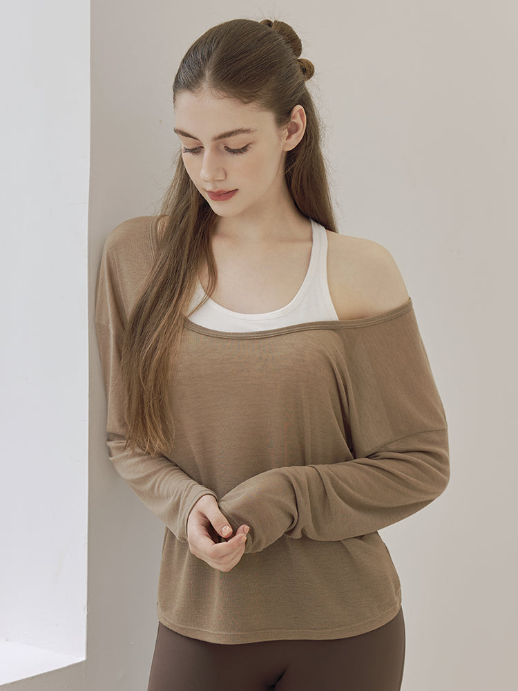 レーサーバック ロング丈 長袖トップス+スポーツブラセット