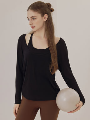 レーサーバック ロング丈 長袖トップス+スポーツブラセット