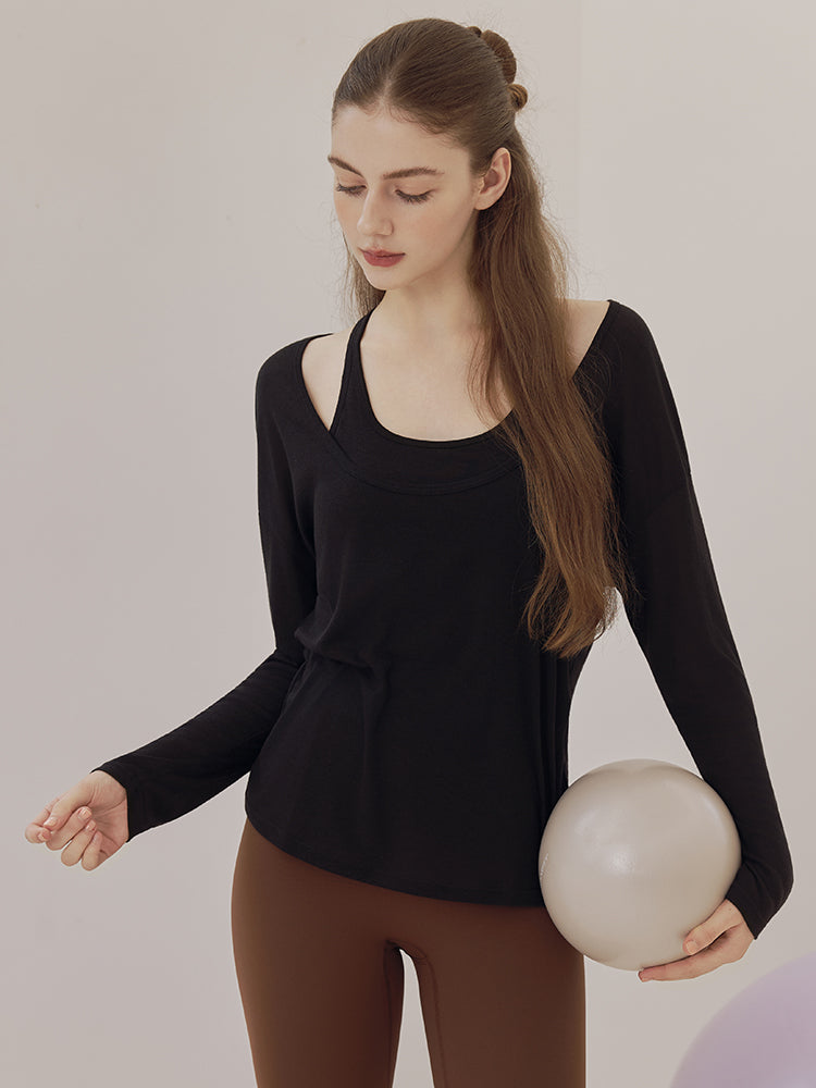 レーサーバック ロング丈 長袖トップス+スポーツブラセット