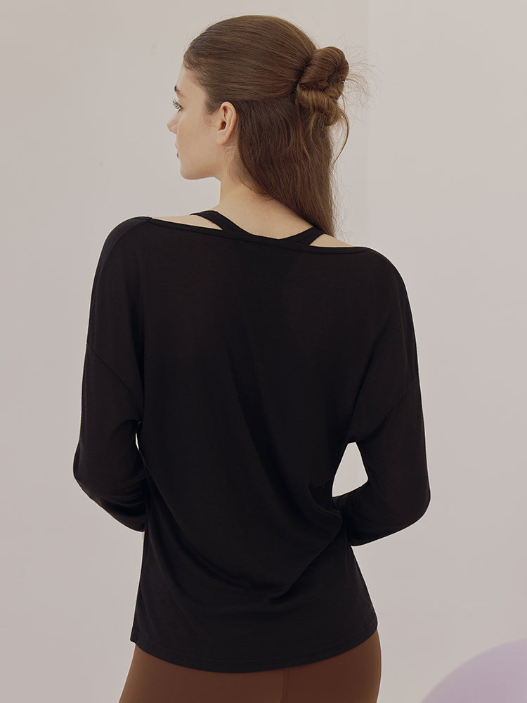 レーサーバック ロング丈 長袖トップス+スポーツブラセット