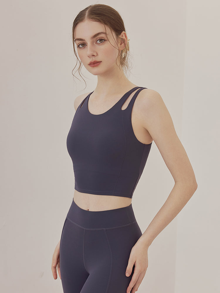 ダブルストラップ スポーツブラ パッド付き