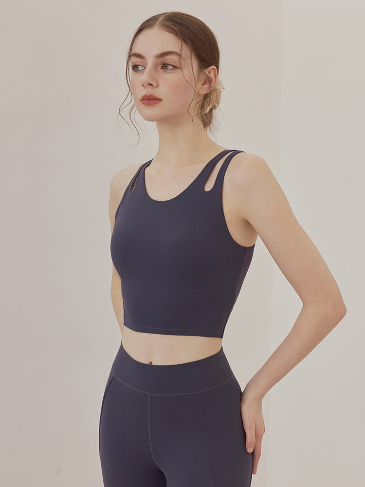 ダブルストラップ スポーツブラ パッド付き