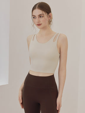 ダブルストラップ スポーツブラ パッド付き