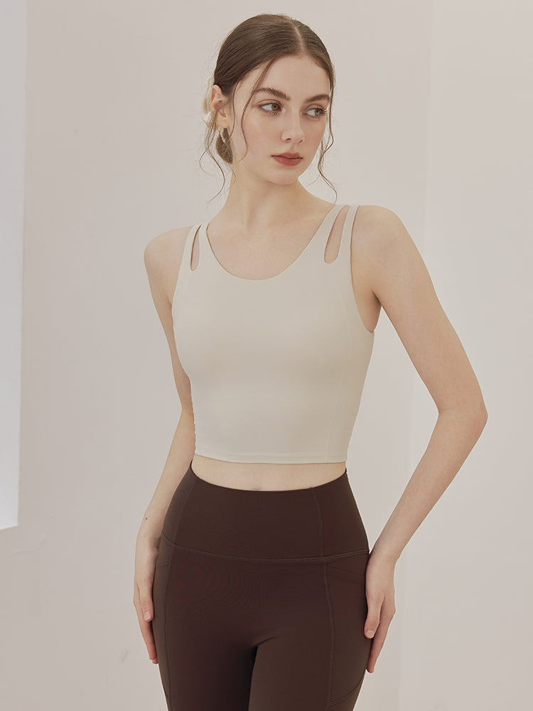 ダブルストラップ スポーツブラ パッド付き