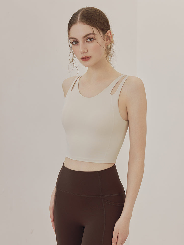 ダブルストラップ スポーツブラ パッド付き