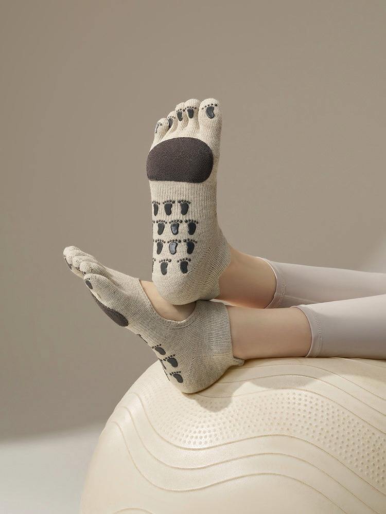 本革 滑り止める付き 甲あき 5本指ソックス