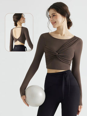 背中見せ 蝶結び風 長袖 パッド付き