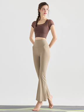 フェイクレイヤード メッシュ切り替え 半袖 ブラカップ付き