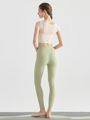 フェイクレイヤード メッシュ切り替え 半袖 ブラカップ付き