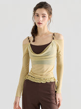 ドレープネック オフショルダー長袖