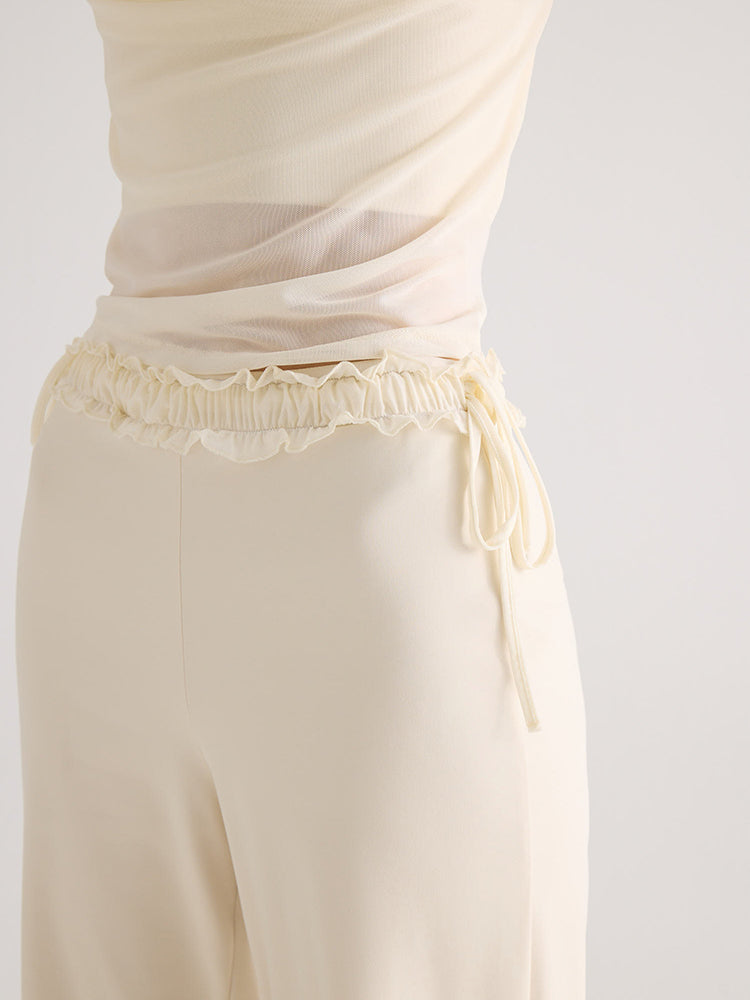 レース ワイトパンツ ヒップアップ