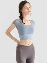 フェイクレイヤード メッシュ切り替え 半袖 ブラカップ付き