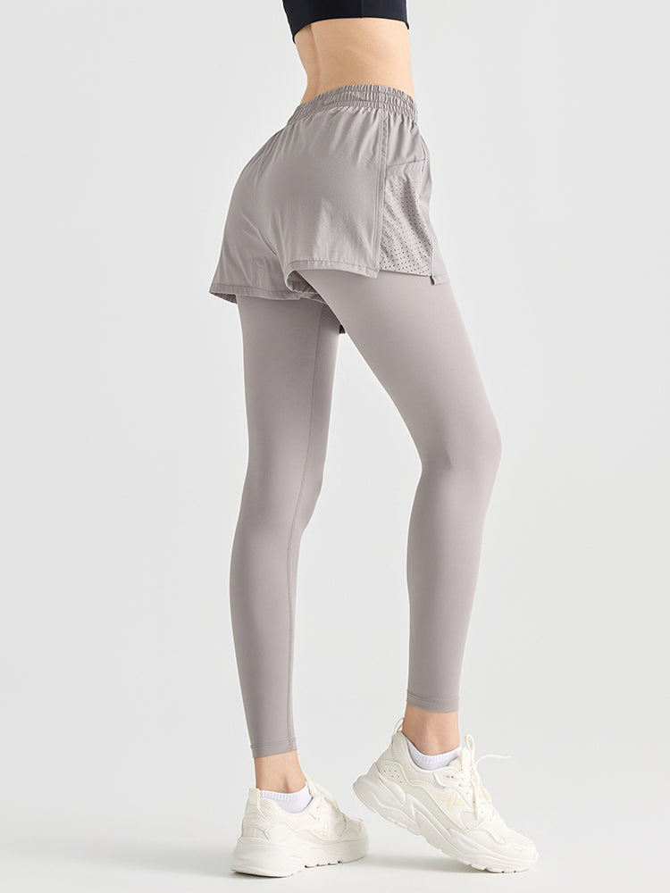 ショートパンツ付きレギンス ポケット付き