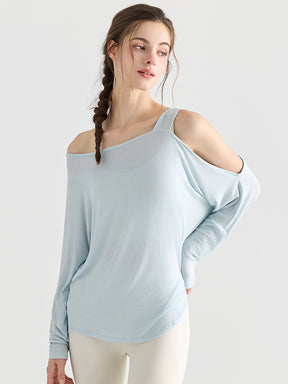 アシメオフショルダー 長袖シャツ