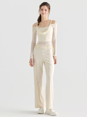 レース ワイトパンツ ヒップアップ