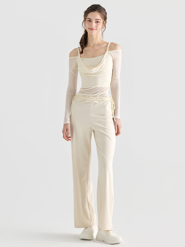 レース ワイトパンツ ヒップアップ