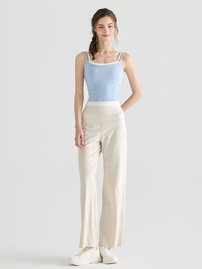 配色 美背 リブ ダブルストラップ キャミソール