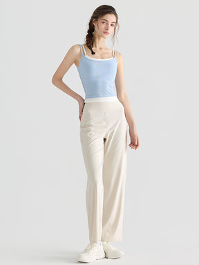 配色 美背 リブ ダブルストラップ キャミソール