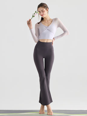 メッシュ切り替え レイヤード ロングスリーブ バッド付き