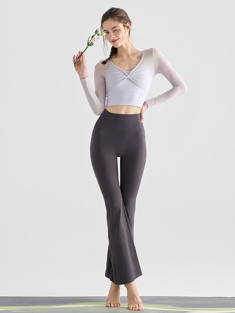 メッシュ切り替え レイヤード ロングスリーブ バッド付き