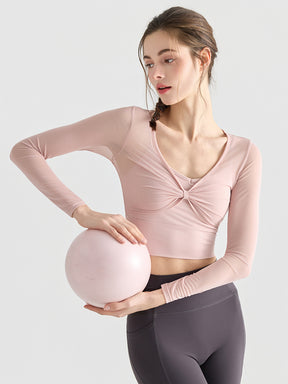 メッシュ切り替え レイヤード ロングスリーブ バッド付き