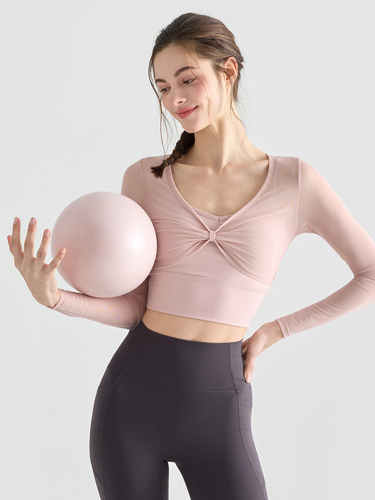 メッシュ切り替え レイヤード ロングスリーブ バッド付き