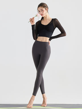 メッシュ切り替え レイヤード ロングスリーブ バッド付き