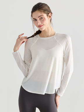 メッシュ切り替え 長袖シャツ