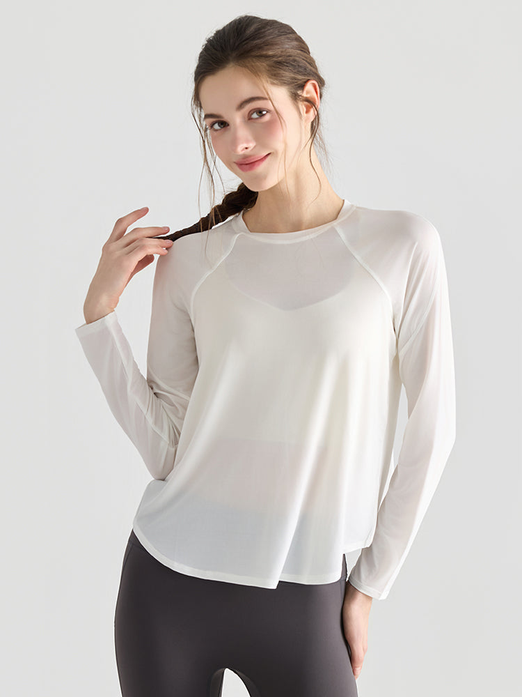 メッシュ切り替え 長袖シャツ