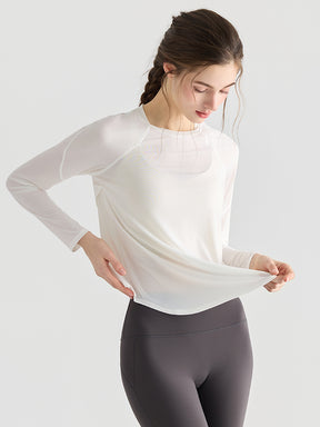 メッシュ切り替え 長袖シャツ