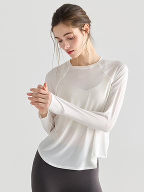 メッシュ切り替え 長袖シャツ